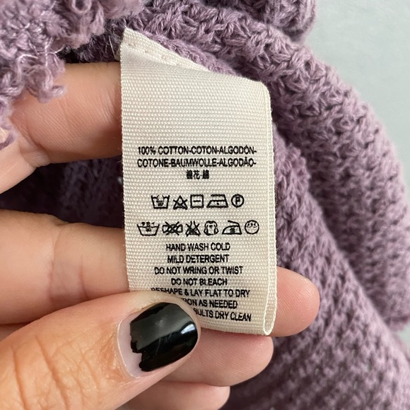 Free People Oversized Top Size Small Purple Waffle Texture Knit Long Sleeve - Picture 8 of 9